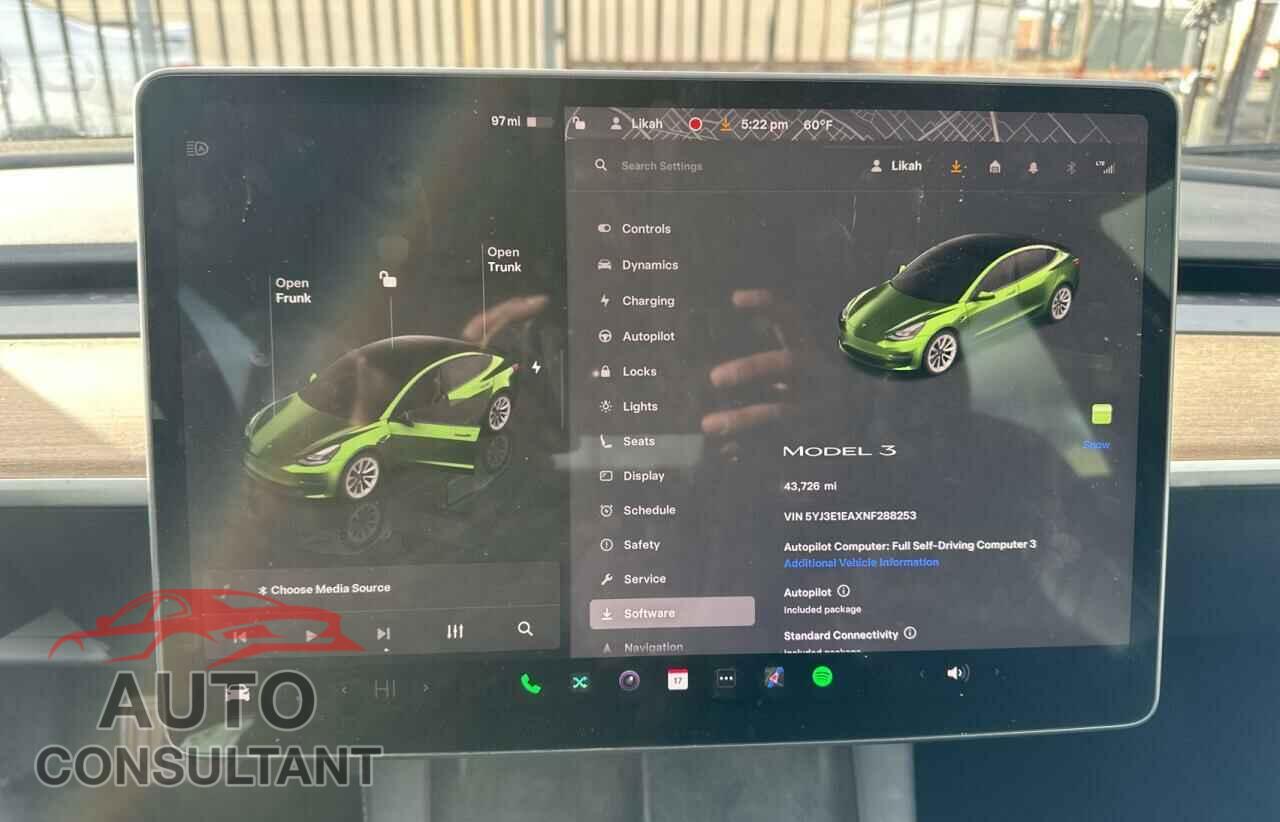 TESLA MODEL 3 2022 - 5YJ3E1EAXNF288253