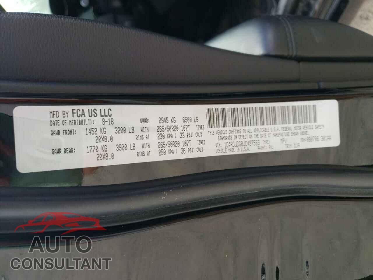 DODGE DURANGO 2018 - 1C4RDJDG8JC497565