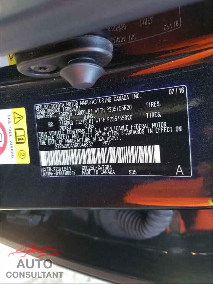LEXUS RX350 2016 - 2T2BZMCA1GC046832