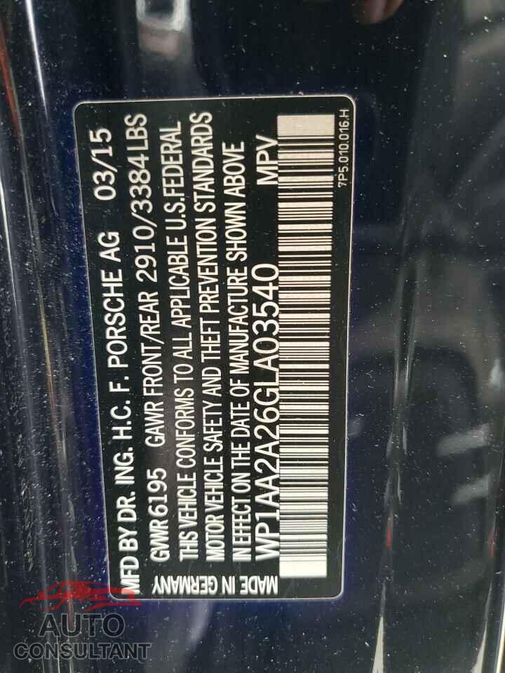 PORSCHE CAYENNE 2016 - WP1AA2A26GLA03540
