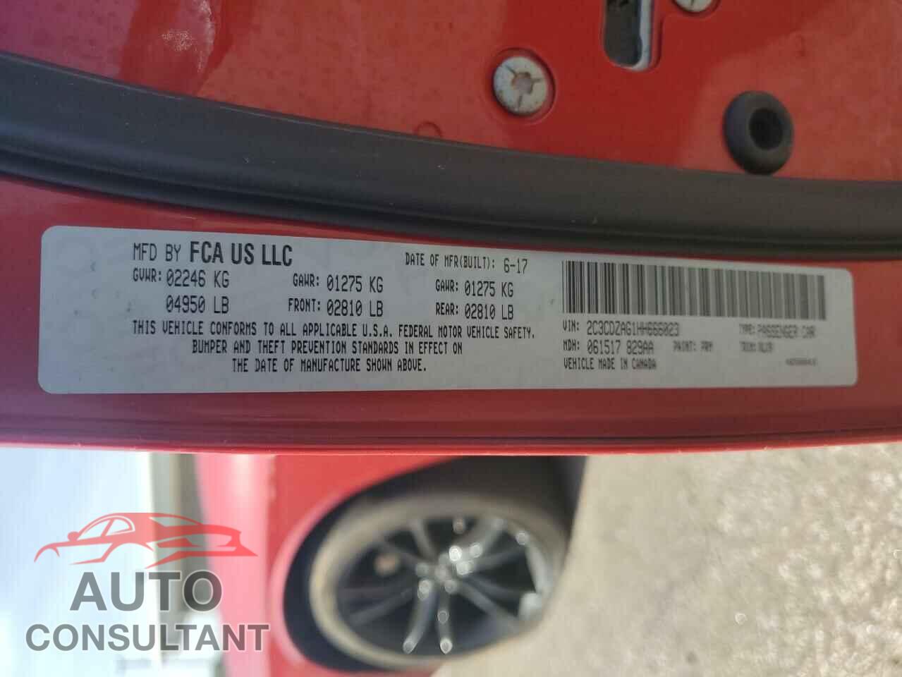 DODGE CHALLENGER 2017 - 2C3CDZAG1HH666023