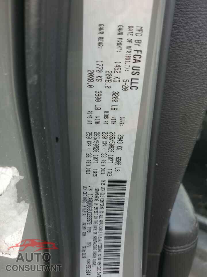 DODGE DURANGO 2020 - 1C4RDHDG3LC285572