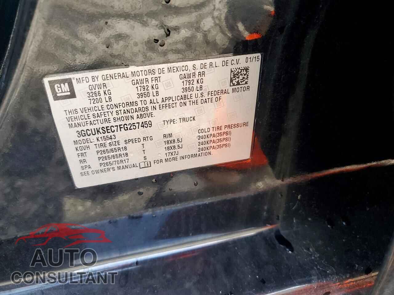 CHEVROLET SILVERADO 2015 - 3GCUKSEC7FG257459