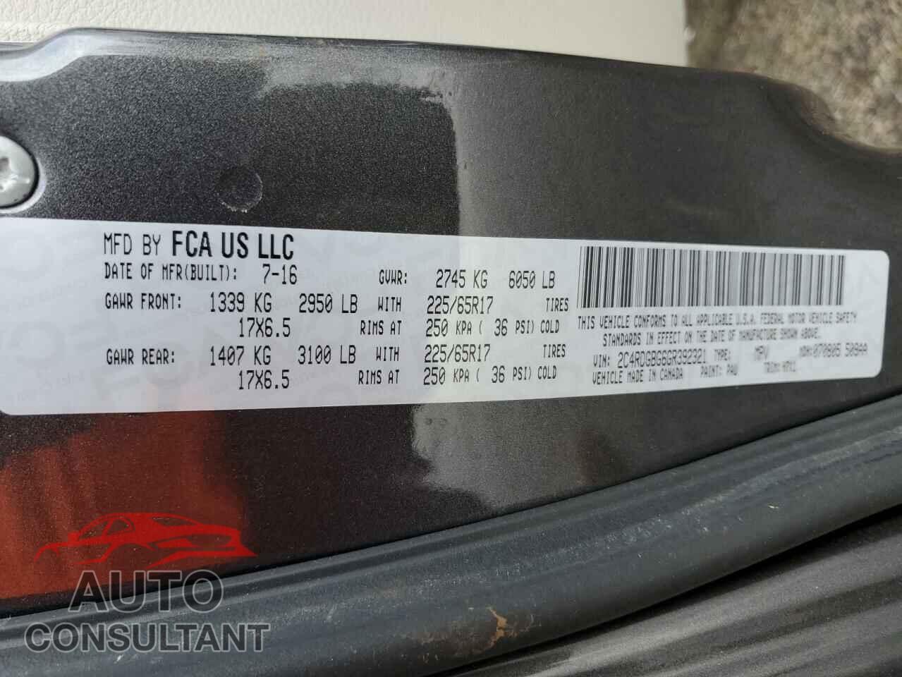 DODGE CARAVAN 2016 - 2C4RDGBG6GR392321