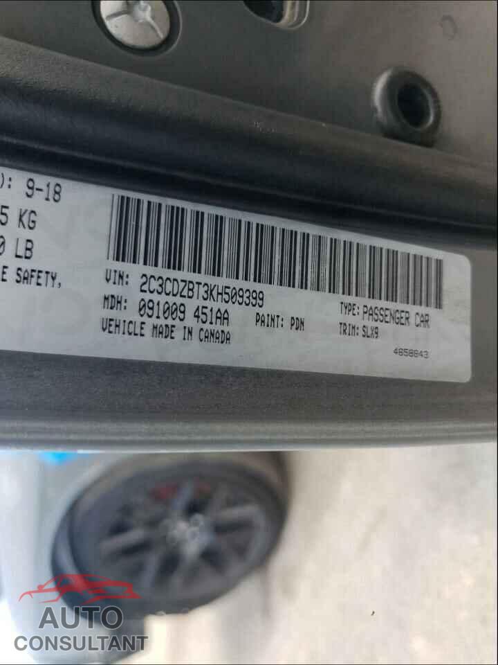 DODGE CHALLENGER 2019 - 2C3CDZBT3KH509399