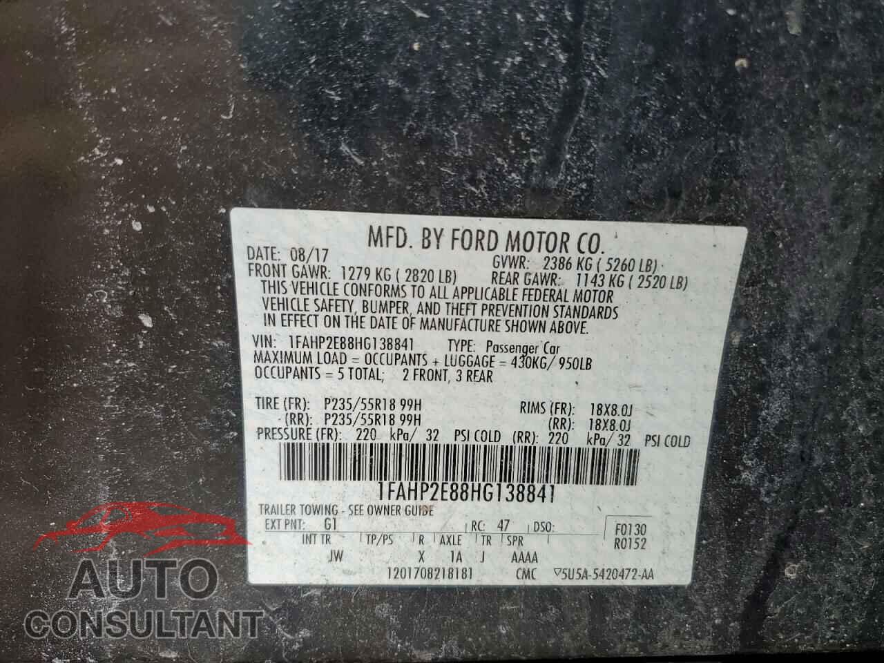 FORD TAURUS 2017 - 1FAHP2E88HG138841