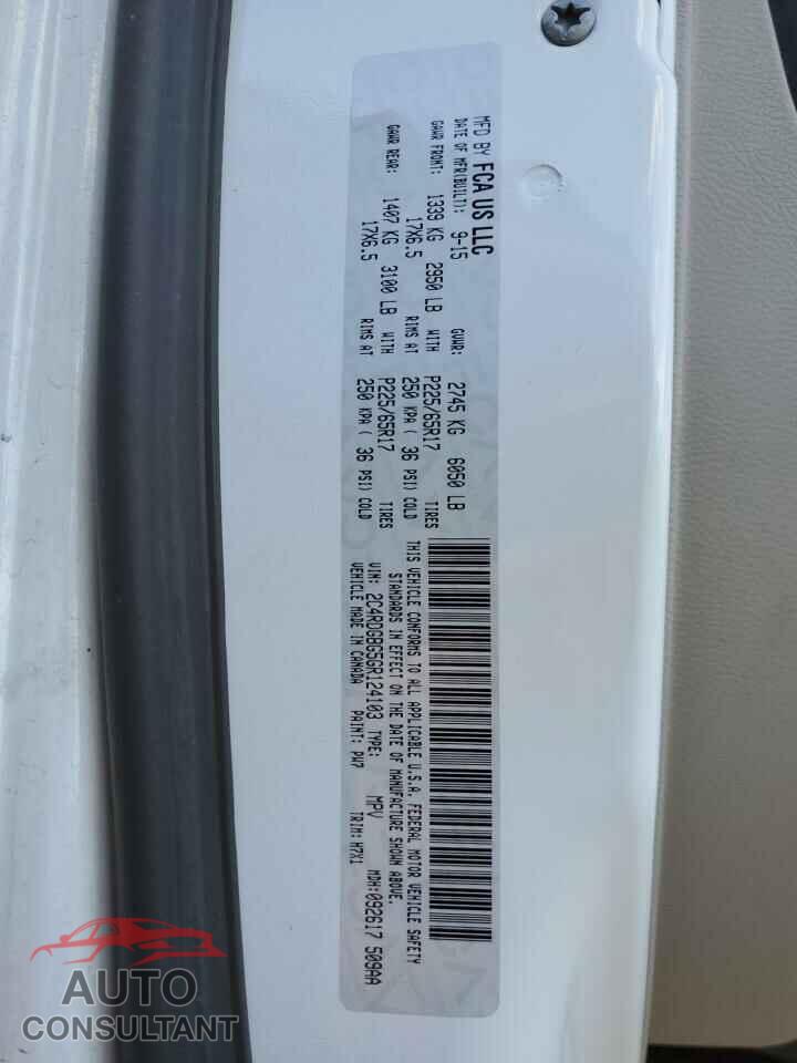 DODGE CARAVAN 2016 - 2C4RDGBG5GR124103