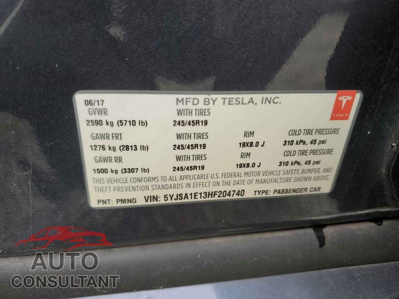 TESLA MODEL S 2017 - 5YJSA1E13HF204740