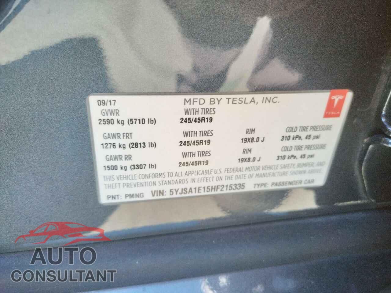 TESLA MODEL S 2017 - 5YJSA1E15HF215335