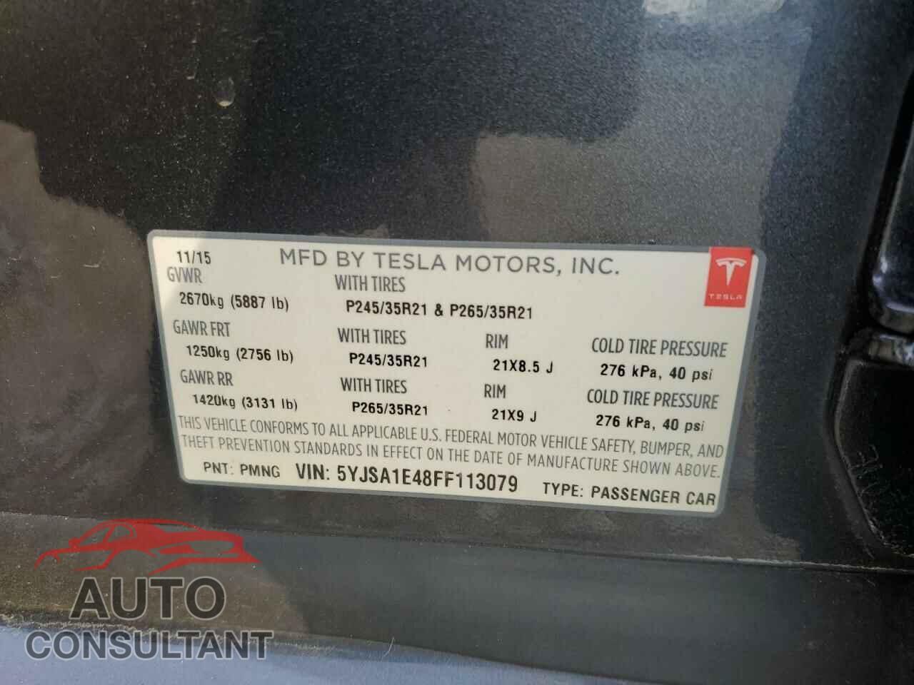 TESLA MODEL S 2015 - 5YJSA1E48FF113079