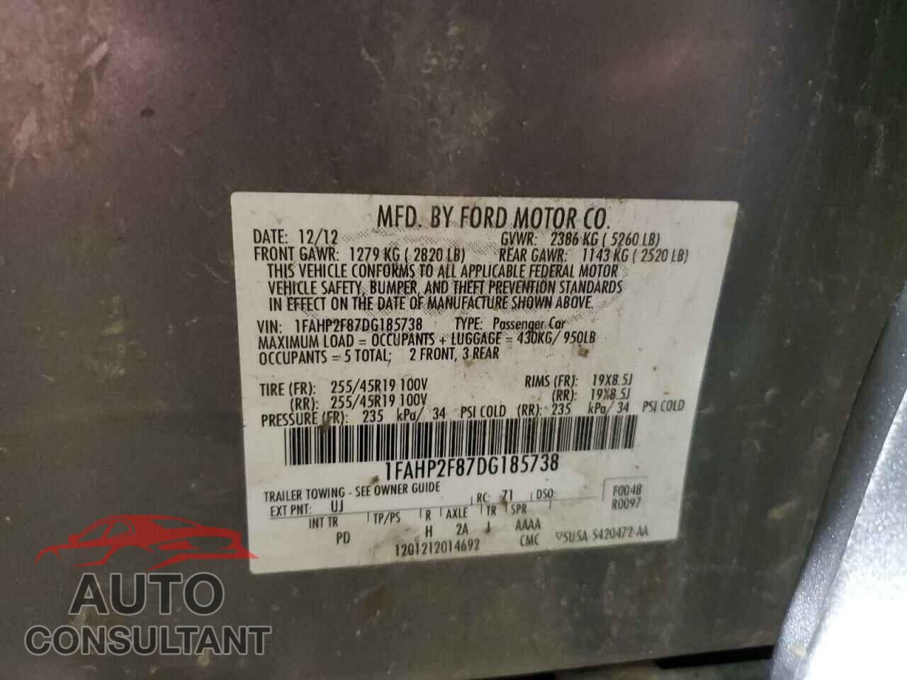 FORD TAURUS 2013 - 1FAHP2F87DG185738