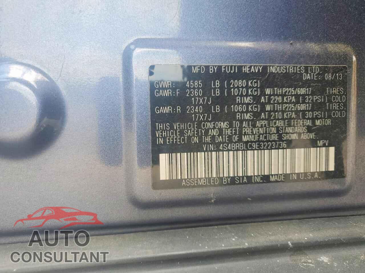 SUBARU OUTBACK 2014 - 4S4BRBLC9E3223736