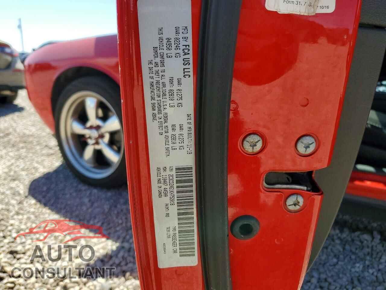 DODGE CHALLENGER 2019 - 2C3CDZAG1KH752018