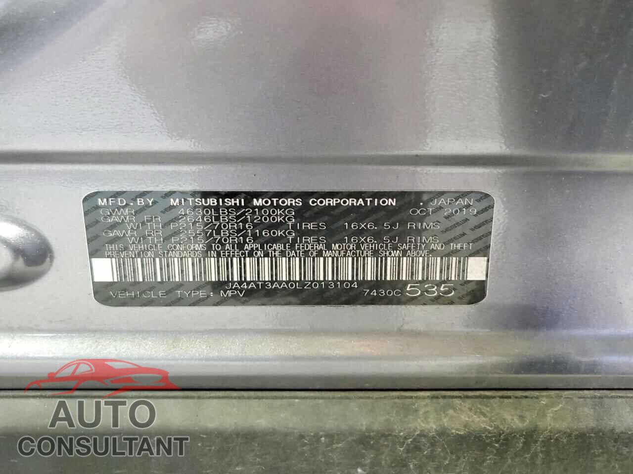 MITSUBISHI ECLIPSE 2020 - JA4AT3AA0LZ013104