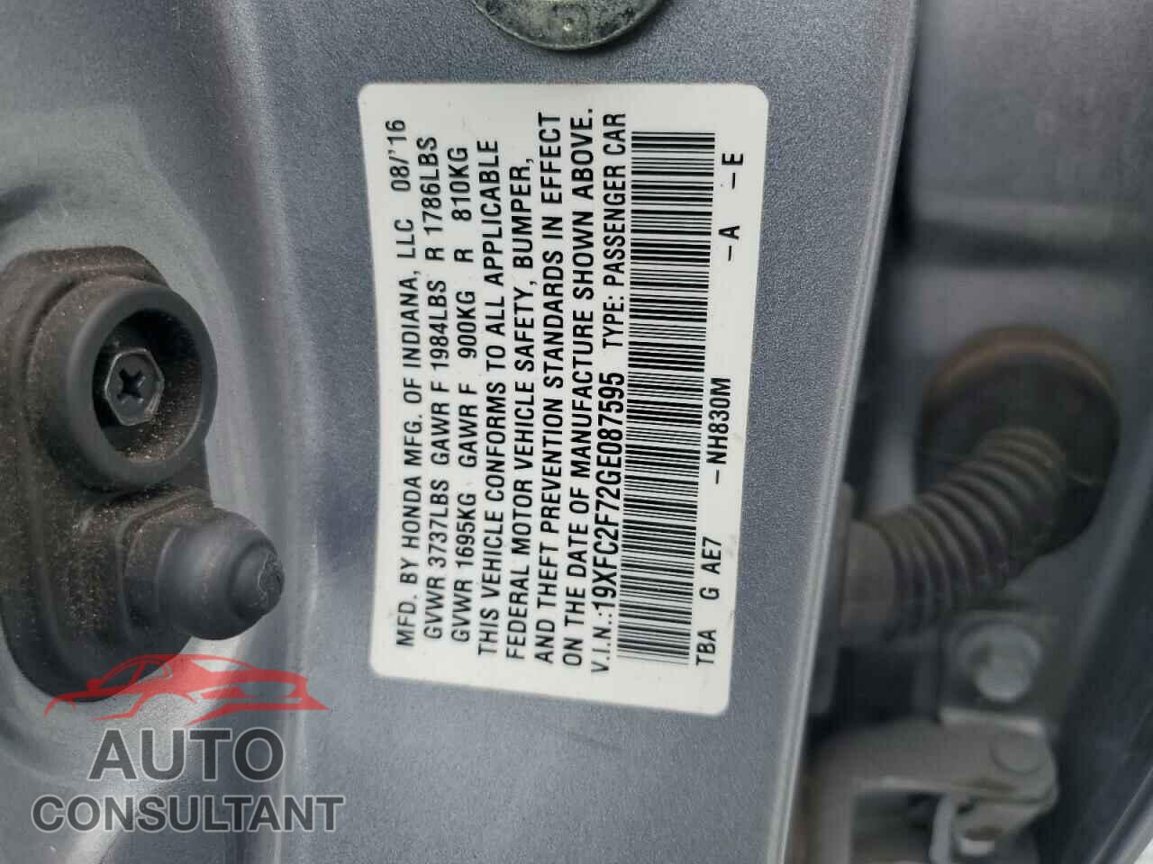HONDA CIVIC 2016 - 19XFC2F72GE087595