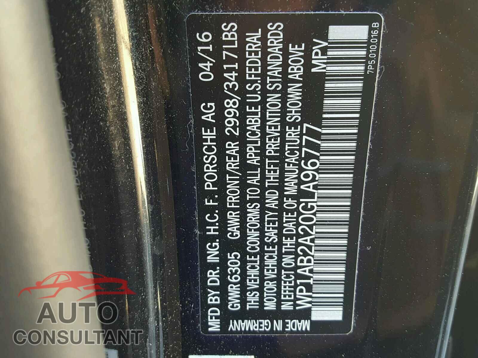 PORSCHE CAYENNE 2016 - WP1AB2A20GLA96777