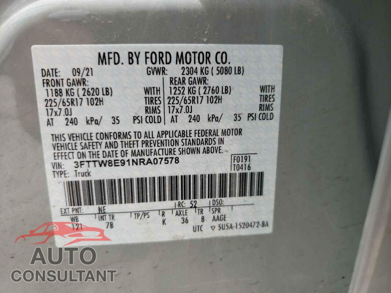 FORD MAVERICK X 2022 - 3FTTW8E91NRA07578