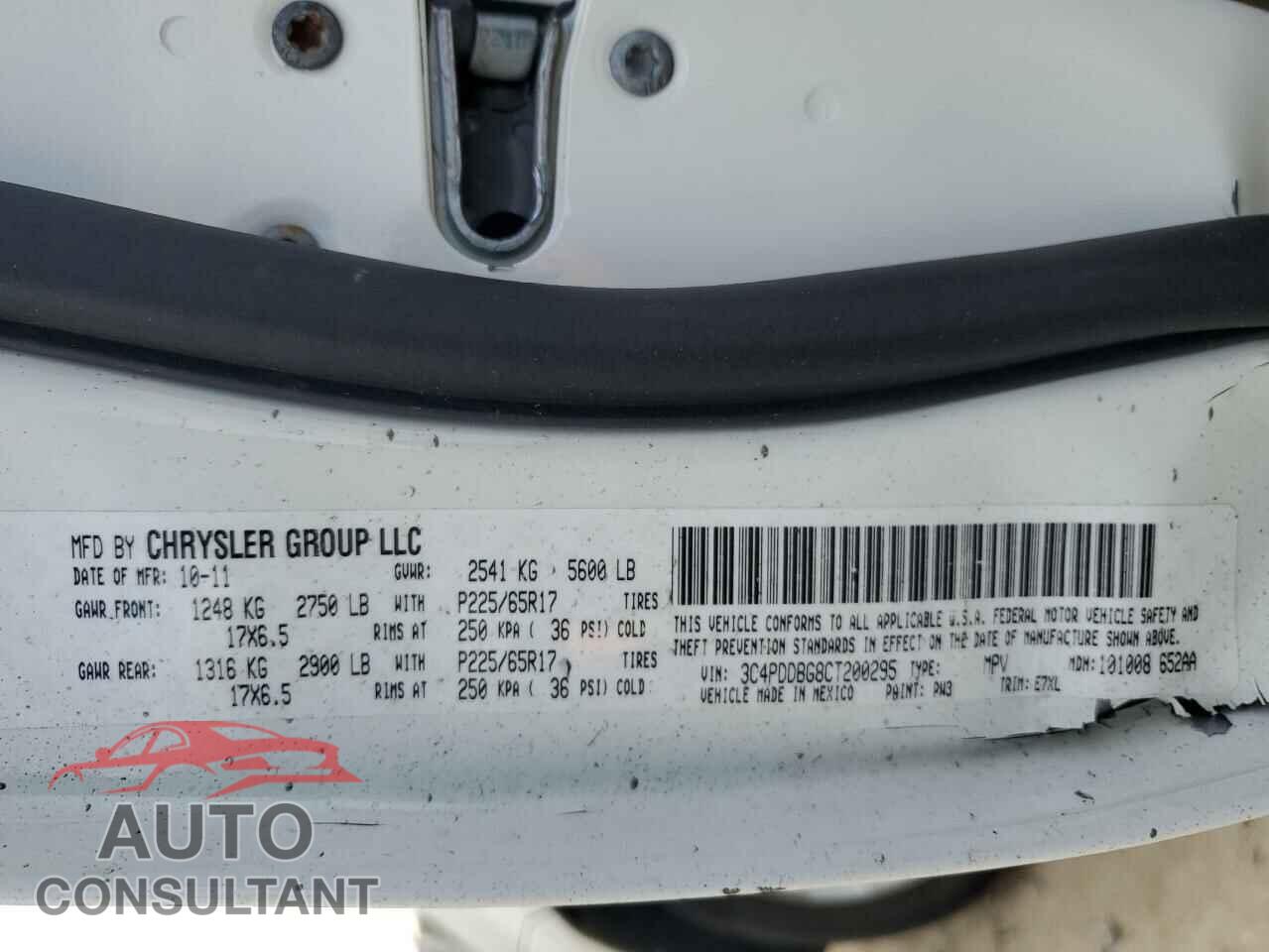 DODGE JOURNEY 2012 - 3C4PDDBG8CT200295