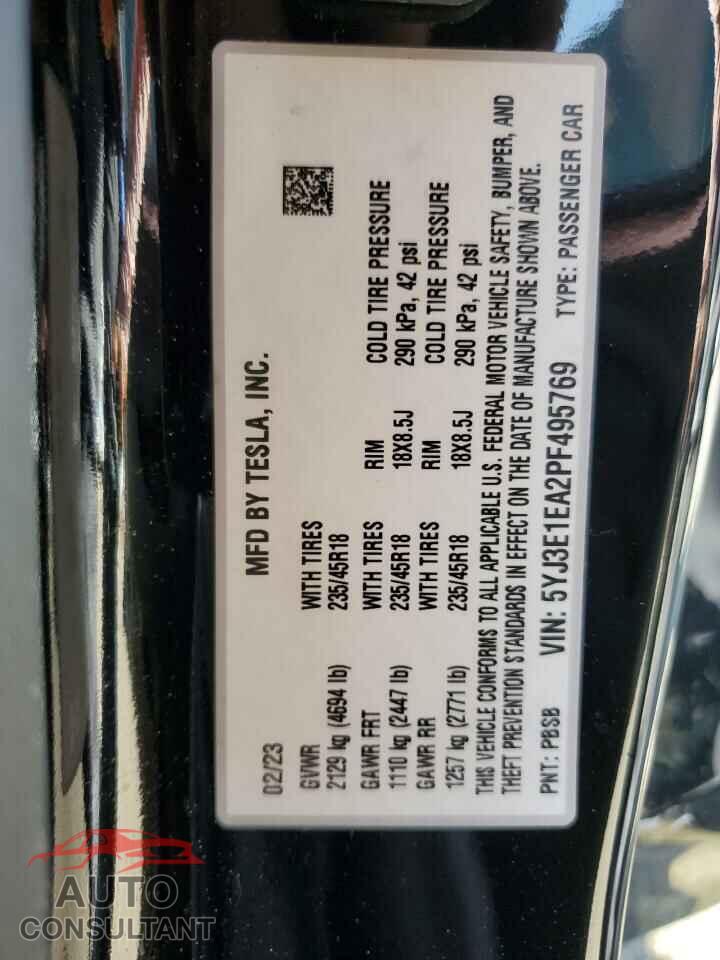 TESLA MODEL 3 2023 - 5YJ3E1EA2PF495769