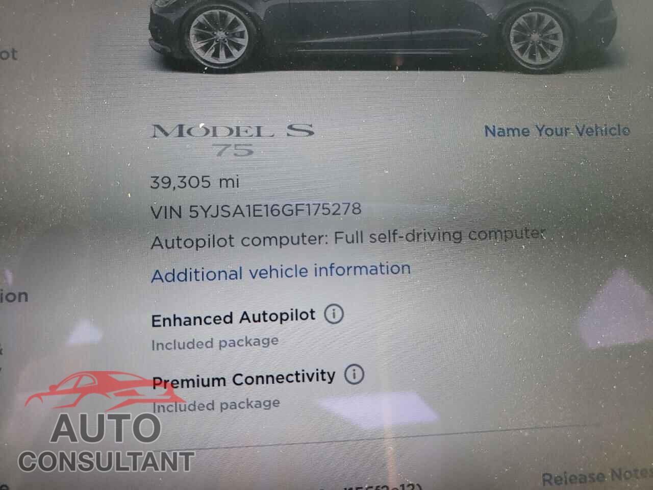 TESLA MODEL S 2016 - 5YJSA1E16GF175278