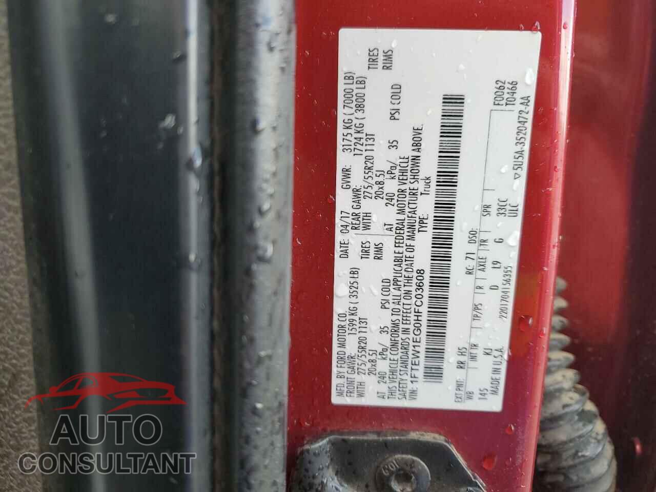 FORD F-150 2017 - 1FTEW1EG0HFC03608