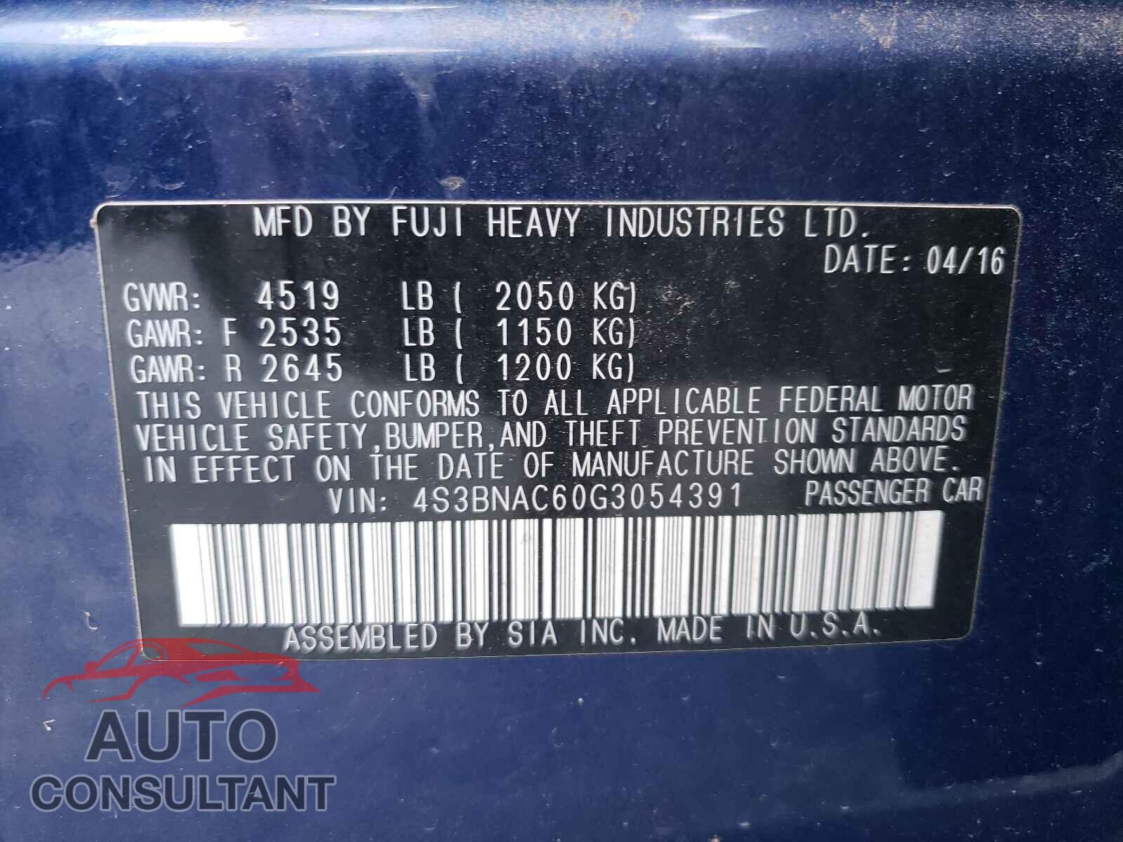 SUBARU LEGACY 2016 - 4S3BNAC60G3054391