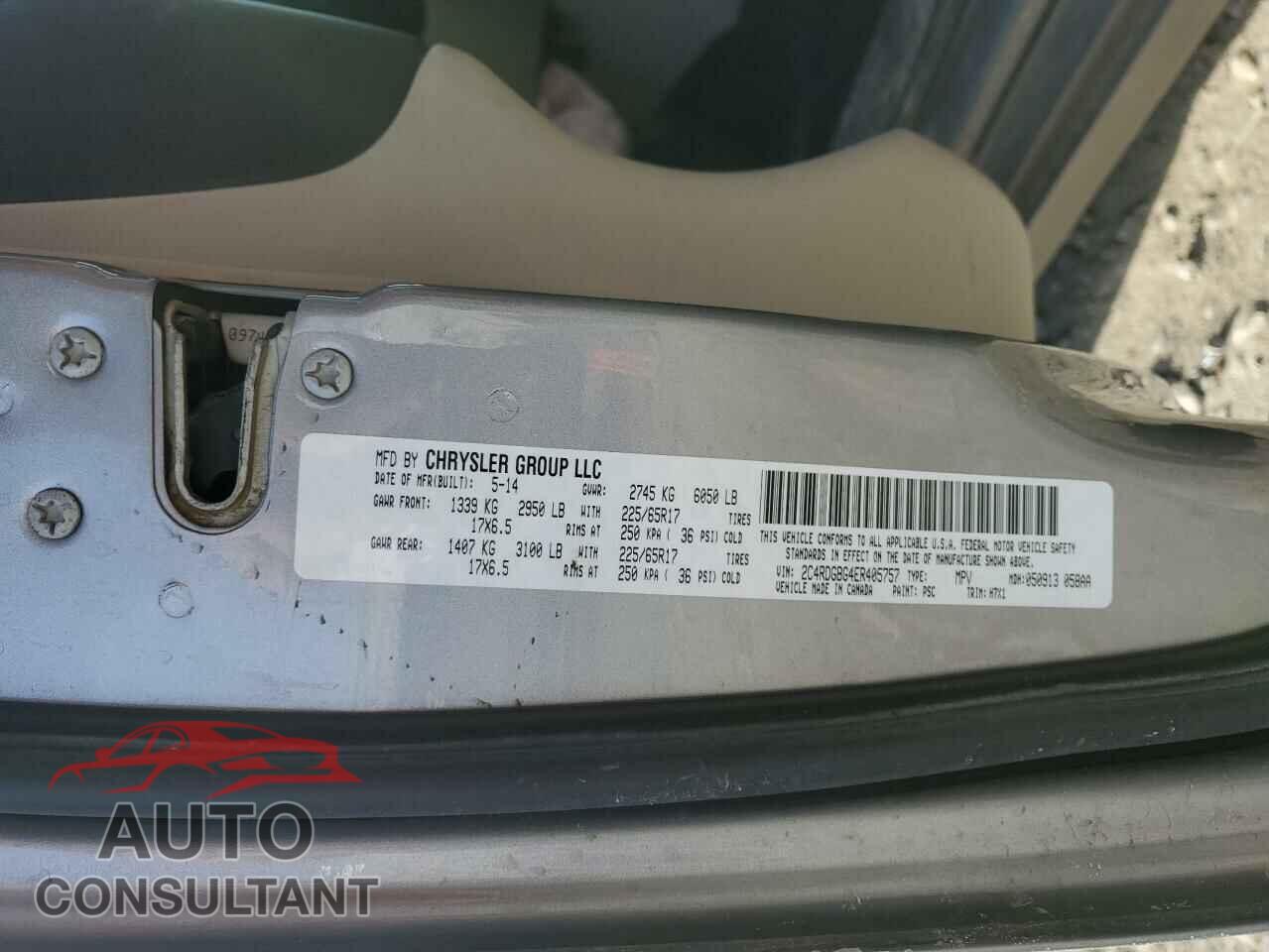 DODGE CARAVAN 2014 - 2C4RDGBG4ER405757