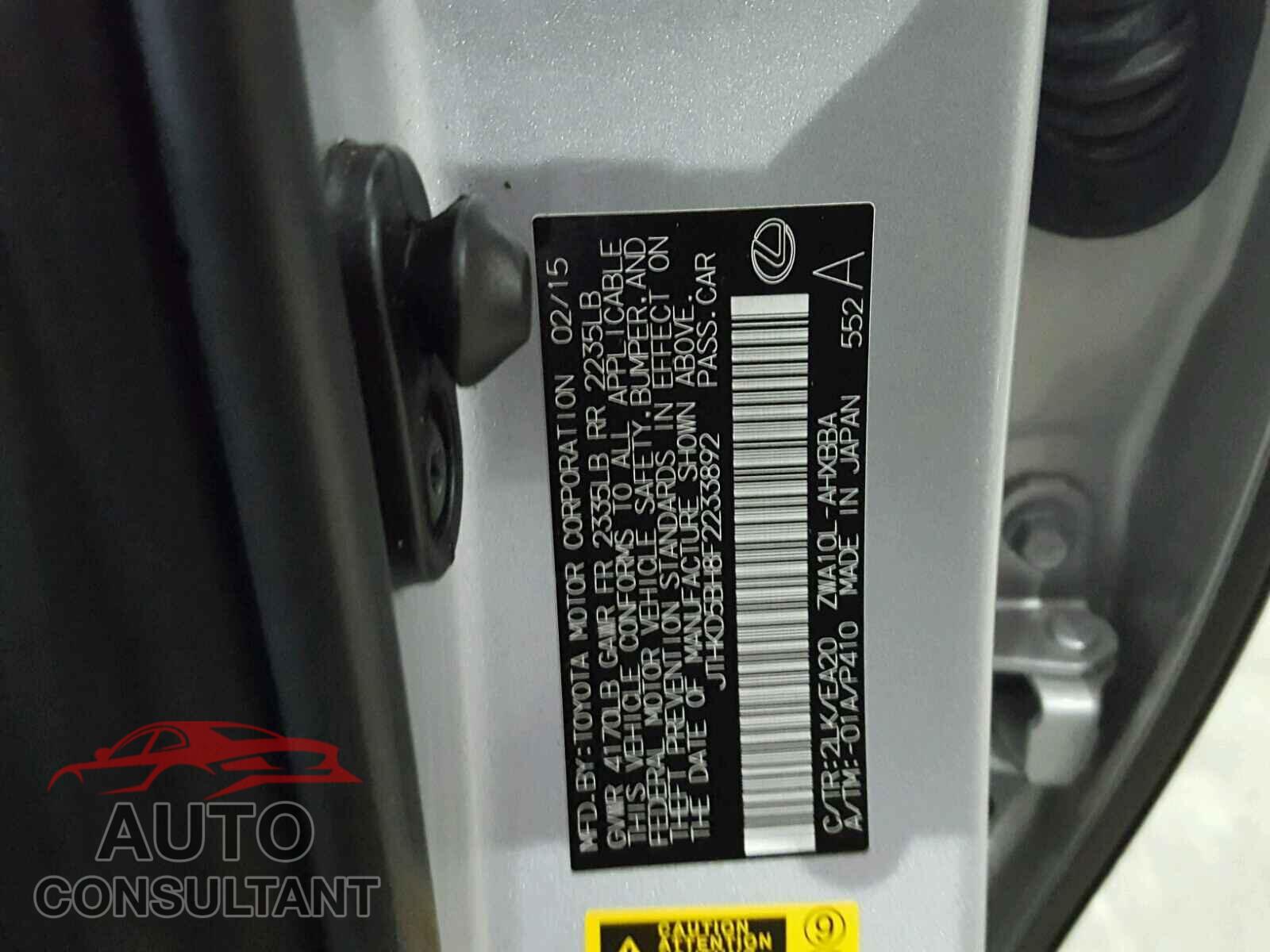 LEXUS CT 200 2015 - JTHKD5BH8F2233892