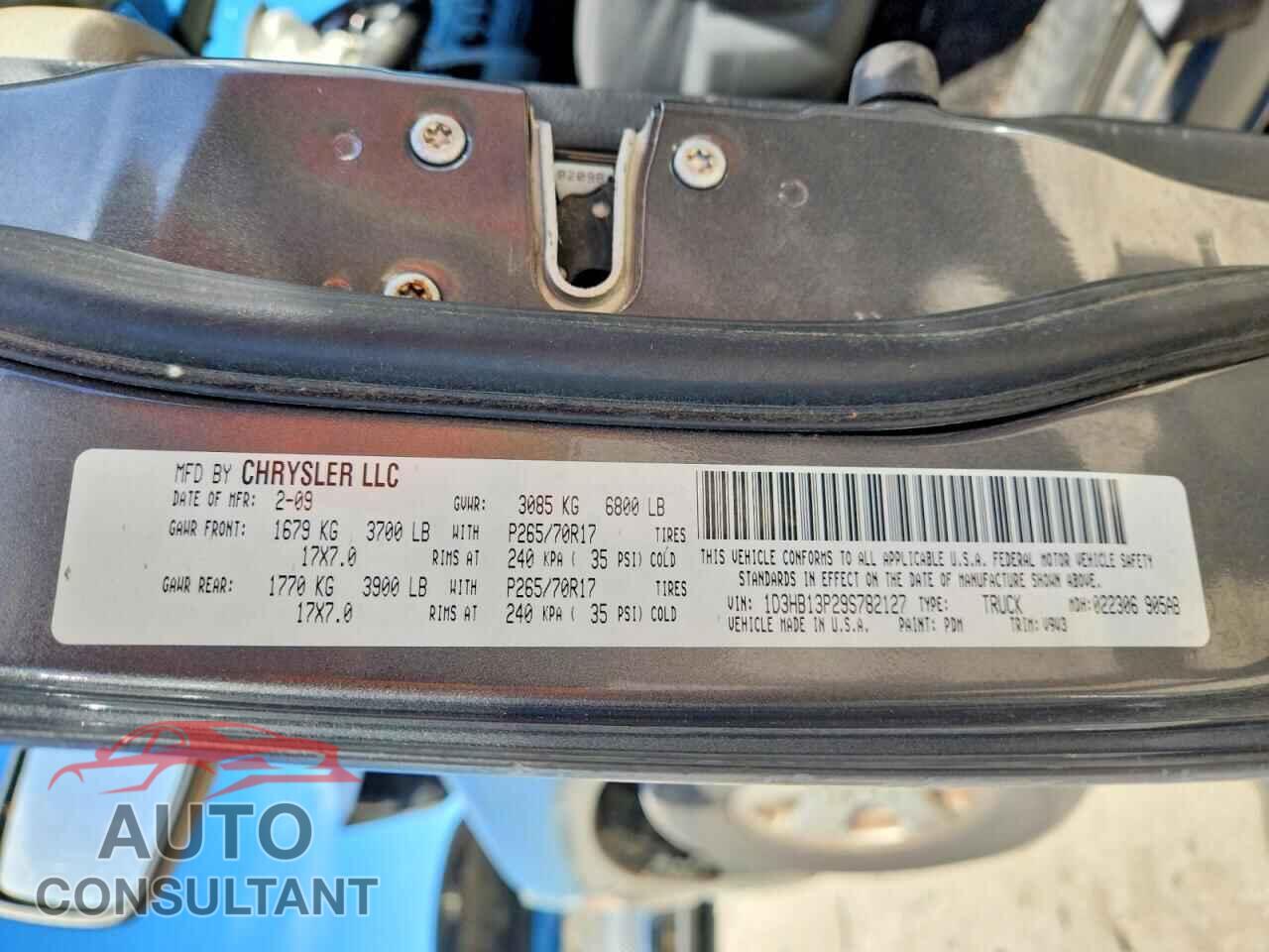 DODGE RAM 1500 2009 - 1D3HB13P29S782127
