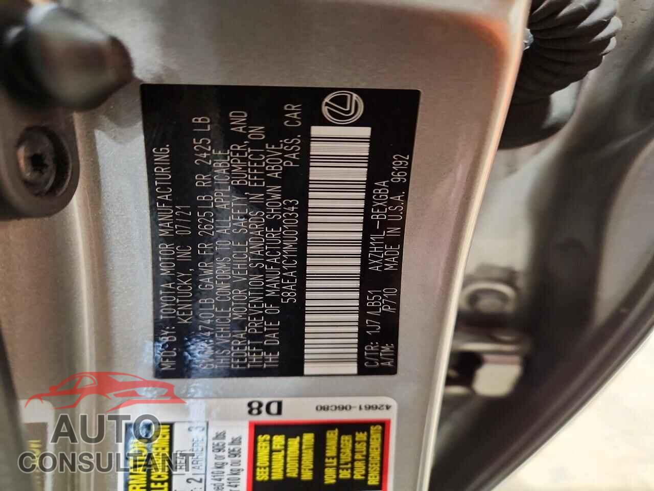 LEXUS ES300 2021 - 58AEA1C11MU010343