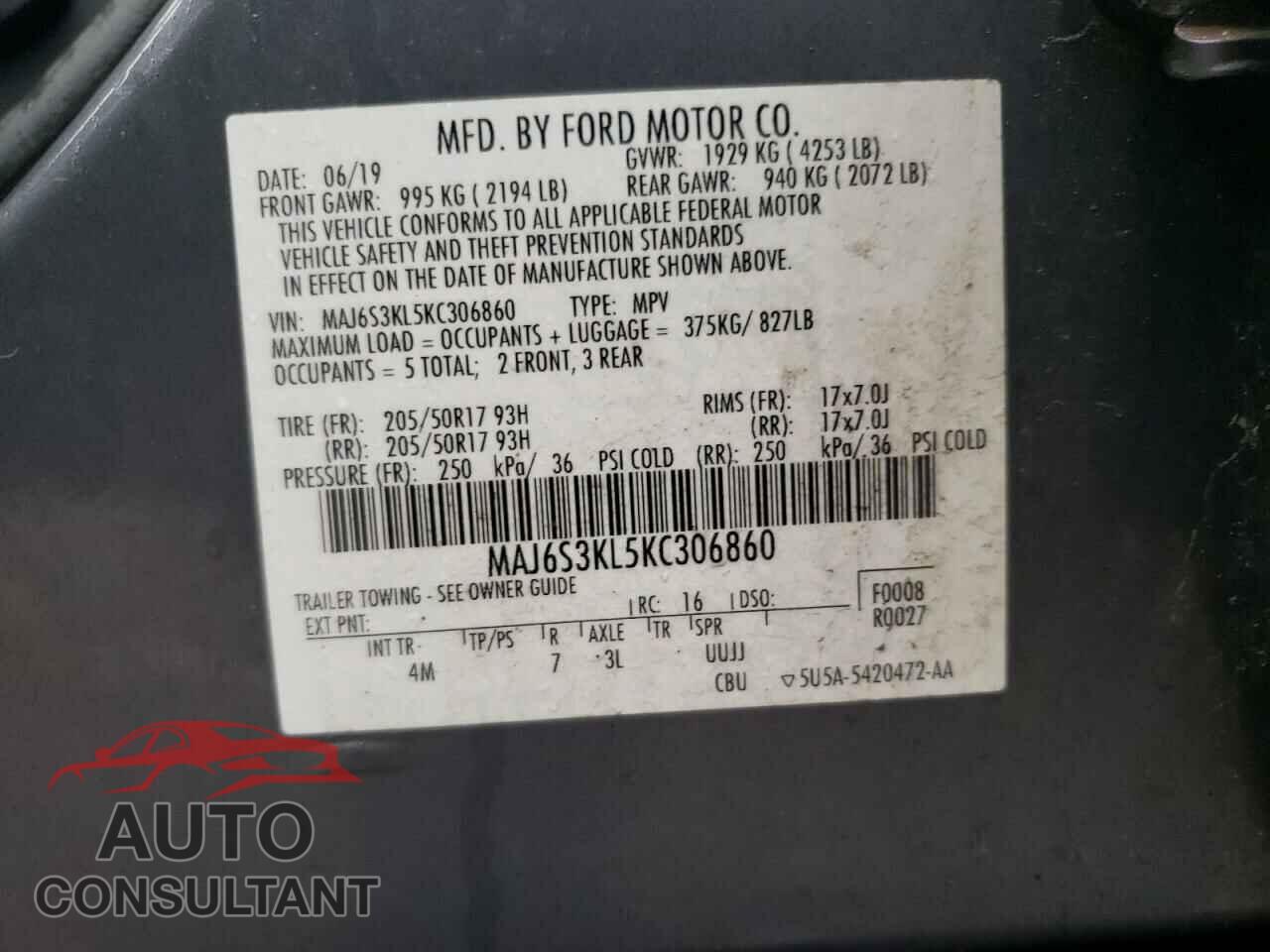FORD ECOSPORT 2019 - MAJ6S3KL5KC306860
