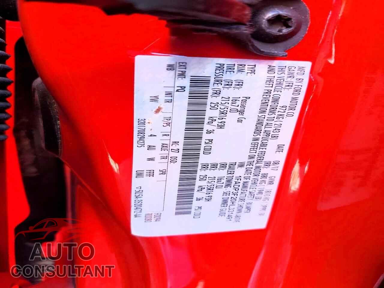 FORD FOCUS 2017 - 1FADP3F20HL331491