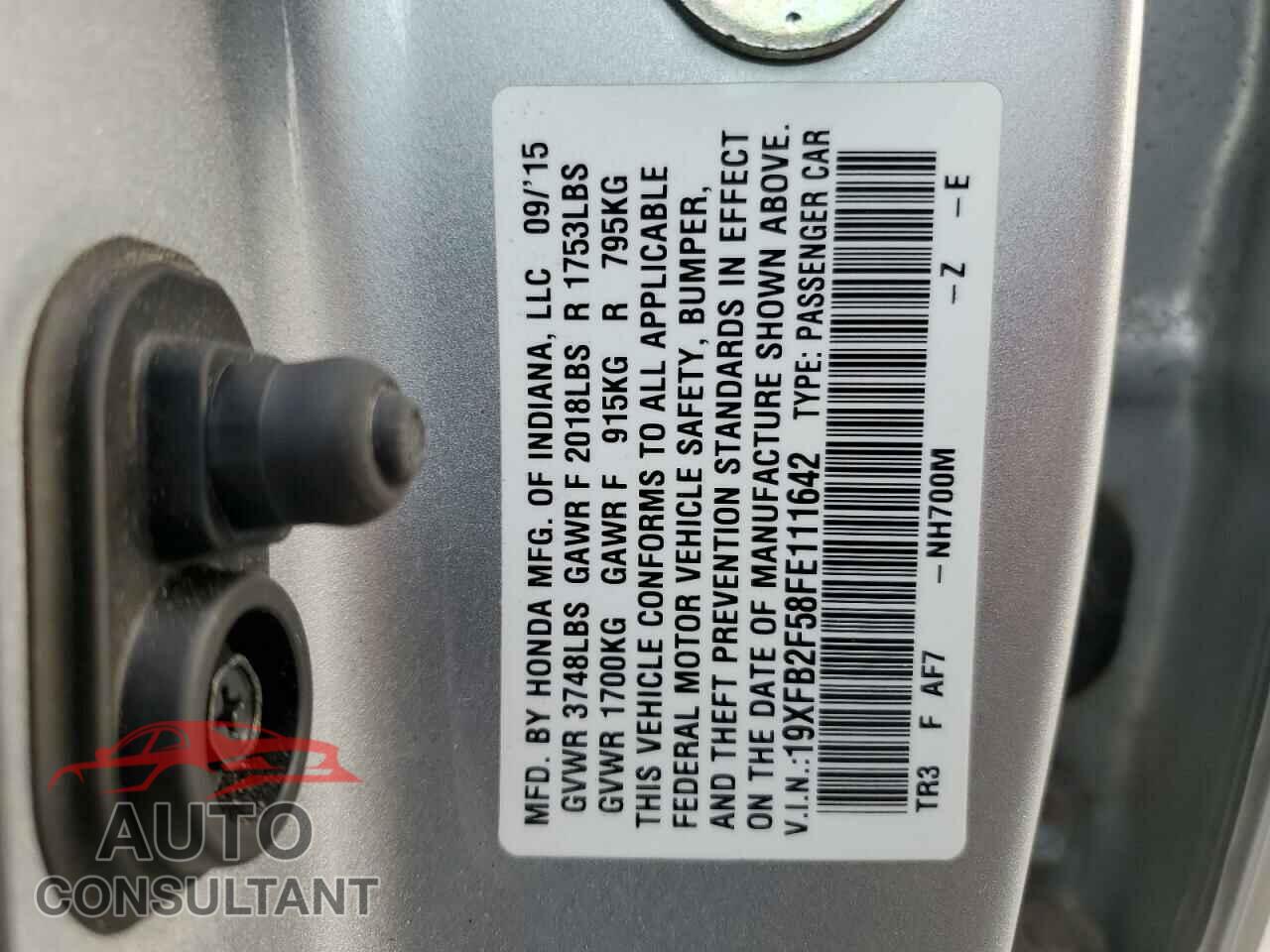 HONDA CIVIC 2015 - 19XFB2F58FE111642