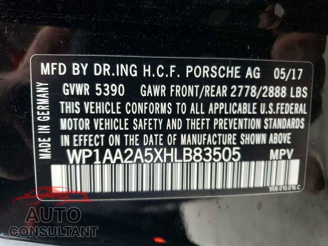 PORSCHE MACAN 2017 - WP1AA2A5XHLB83505