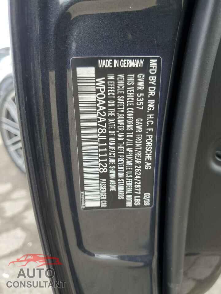 PORSCHE PANAMERA 2018 - WP0AA2A78JL111128
