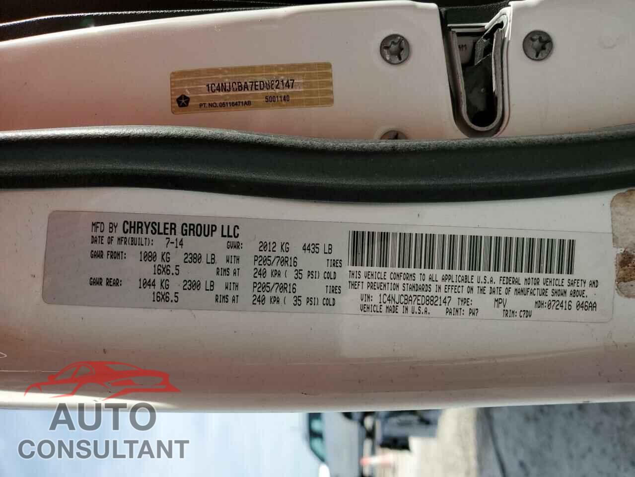 JEEP COMPASS 2014 - 1C4NJCBA7ED882147