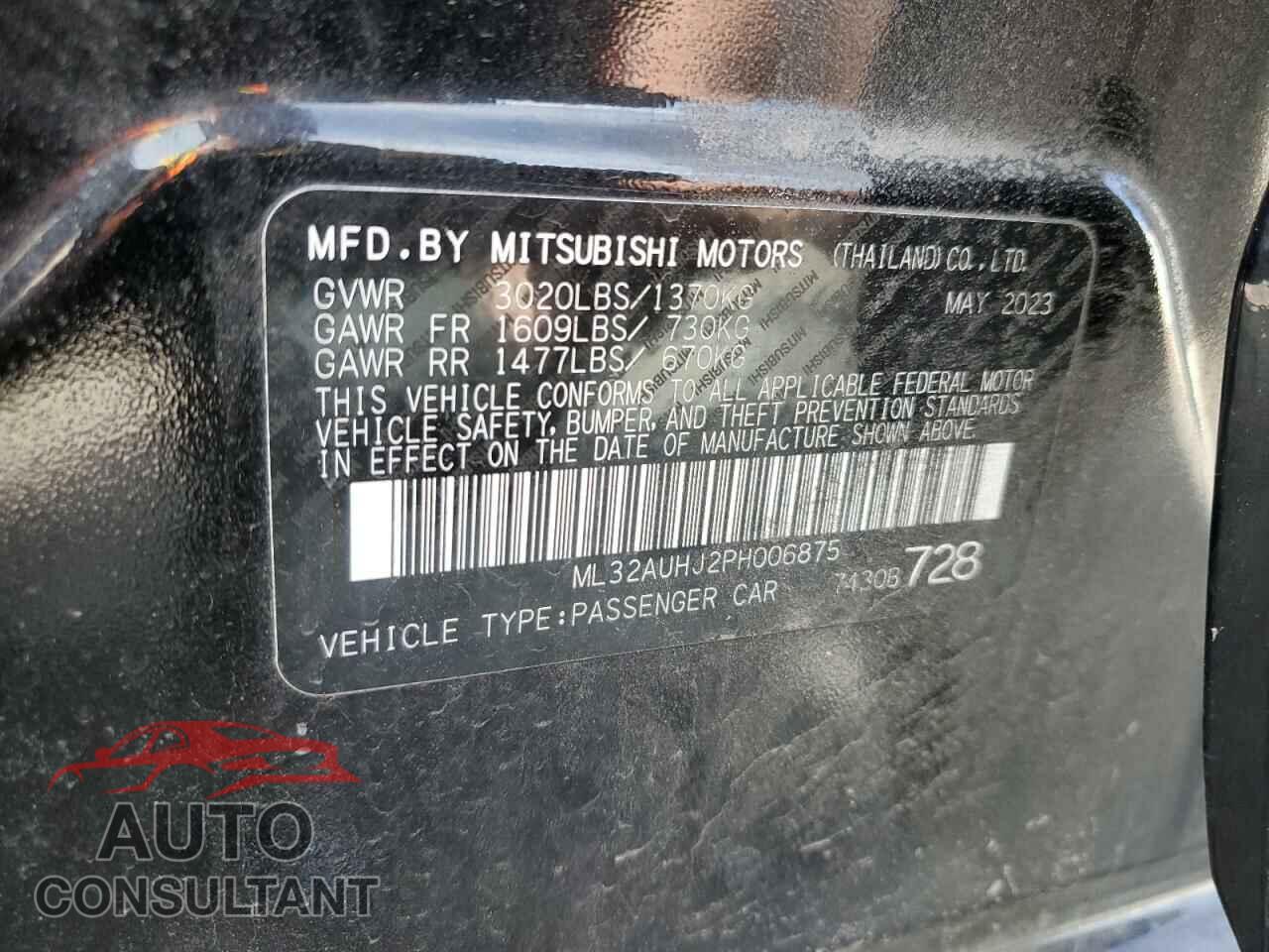 MITSUBISHI MIRAGE 2023 - ML32AUHJ2PH006875
