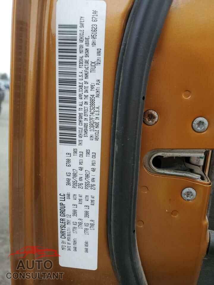 DODGE RAM 1500 2012 - 1C6RD7FT4CS288854