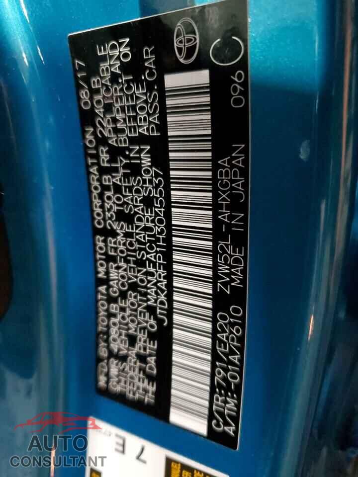 TOYOTA PRIUS 2017 - JTDKARFP1H3045537