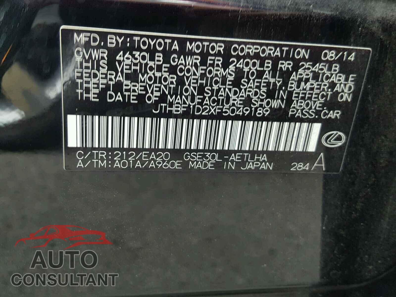 LEXUS IS 250 2015 - JTHBF1D2XF5049189