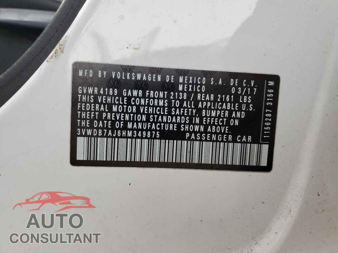 VOLKSWAGEN JETTA 2017 - 3VWDB7AJ6HM349875