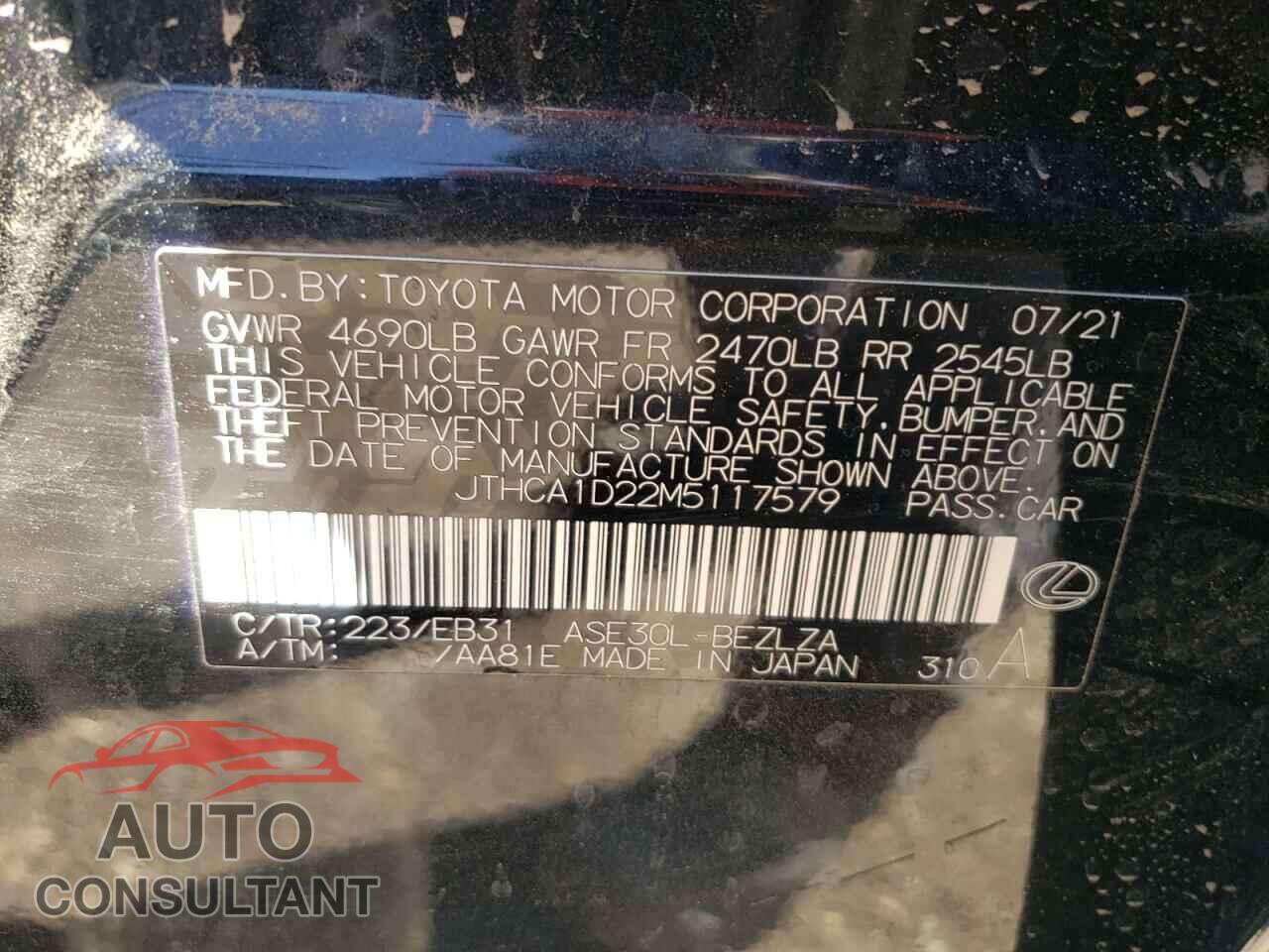 LEXUS IS 2021 - JTHCA1D22M5117579