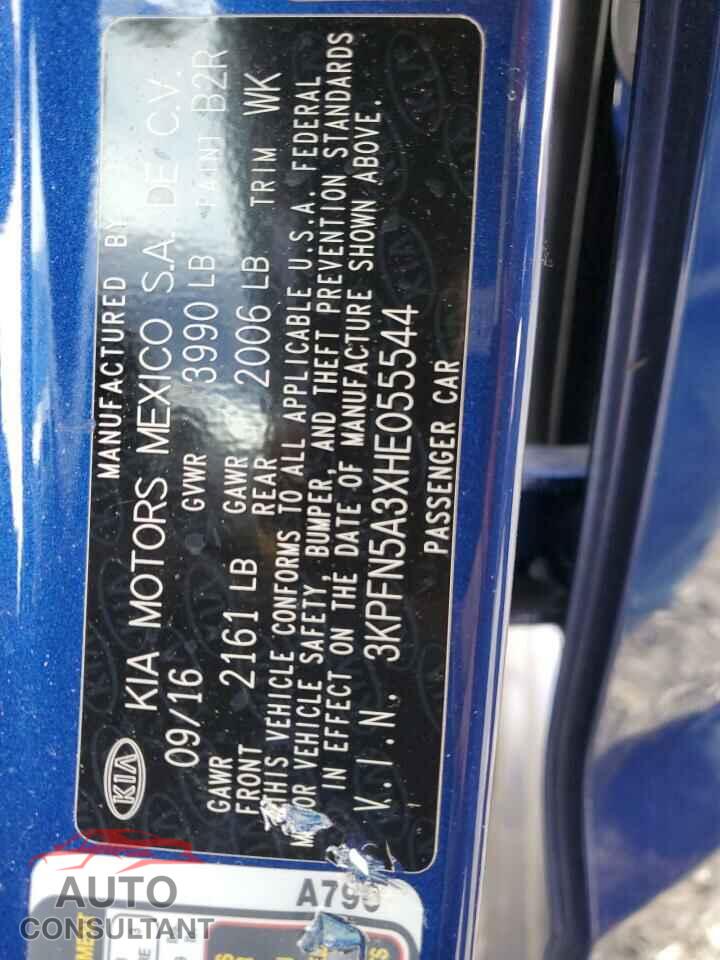 KIA FORTE 2017 - 3KPFN5A3XHE055544
