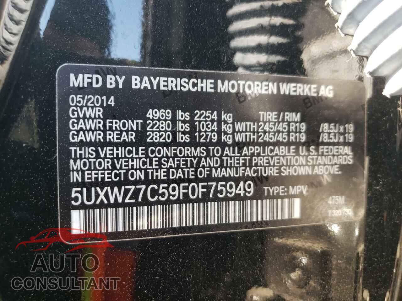 BMW X3 2015 - 5UXWZ7C59F0F75949