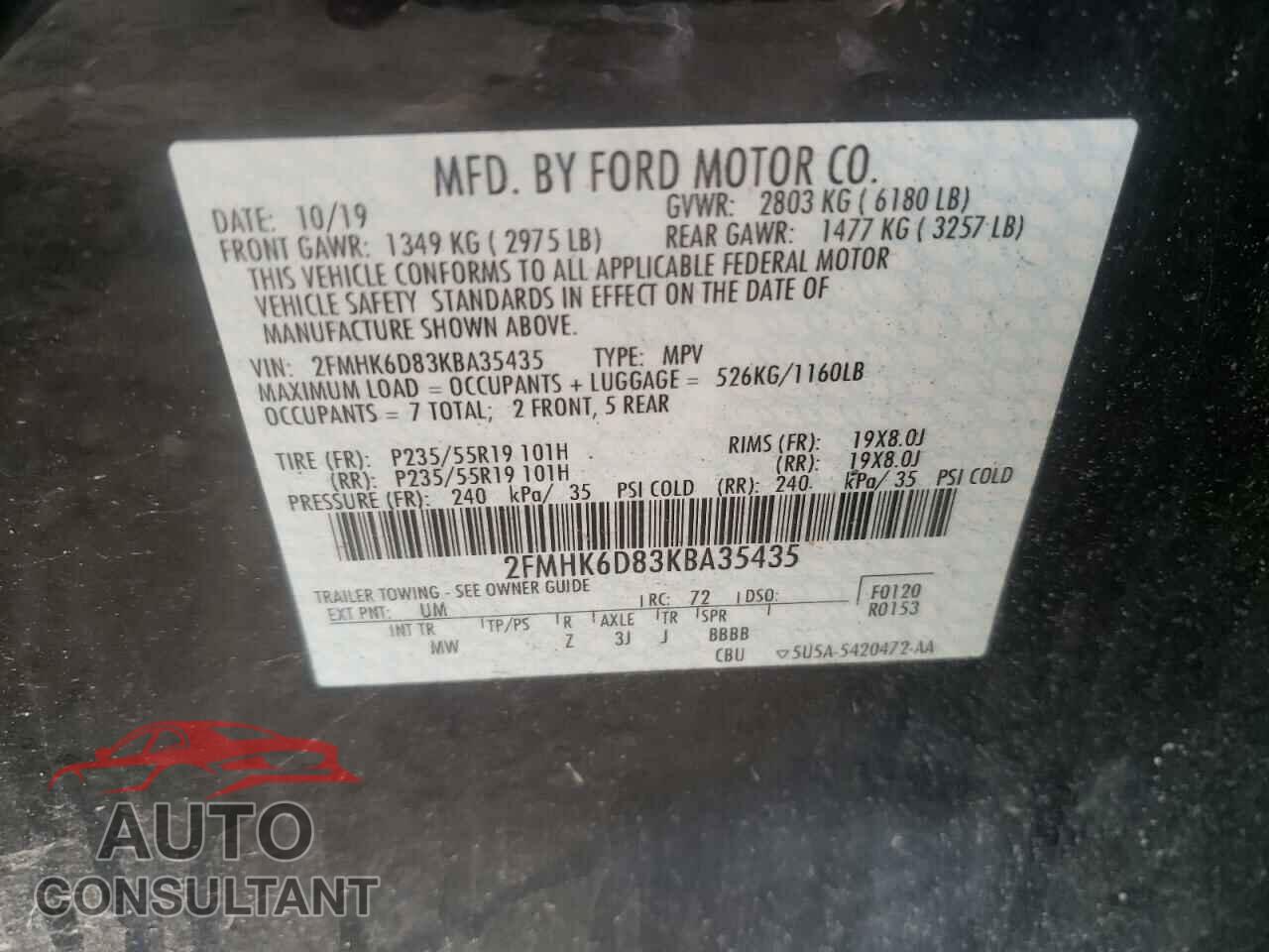 FORD FLEX 2019 - 2FMHK6D83KBA35435