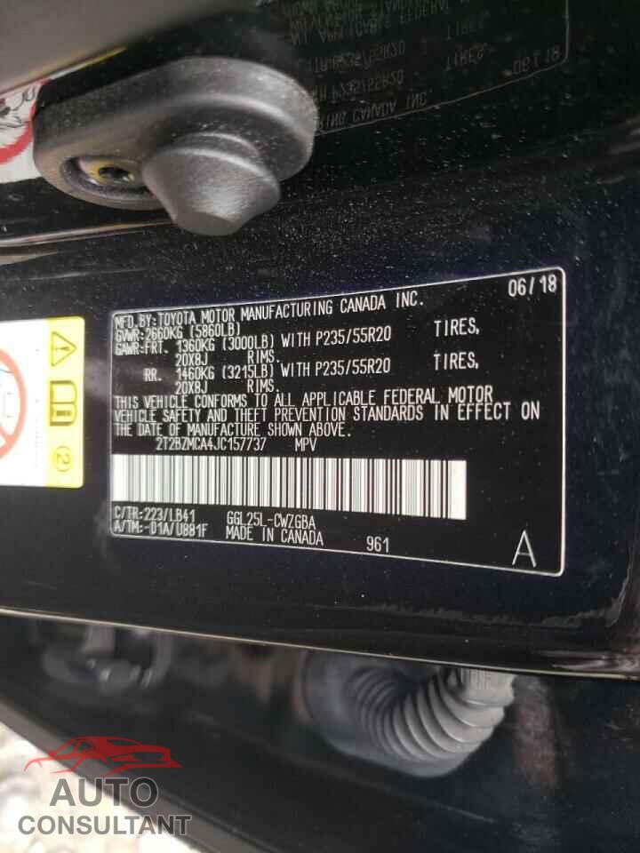 LEXUS RX350 2018 - 2T2BZMCA4JC157737