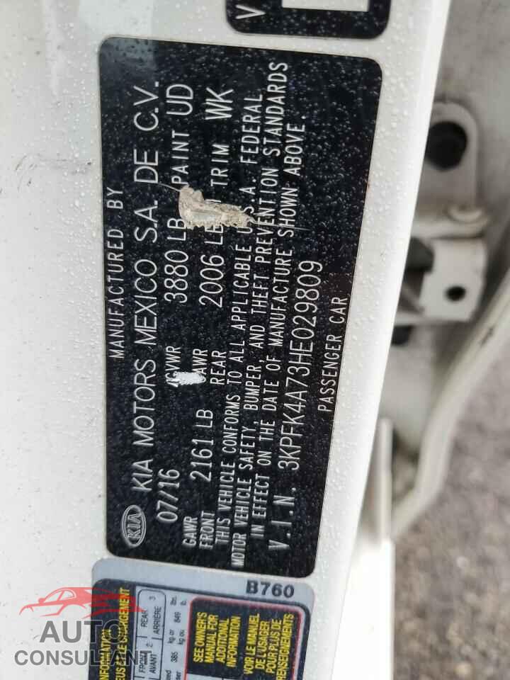 KIA FORTE 2017 - 3KPFK4A73HE029809