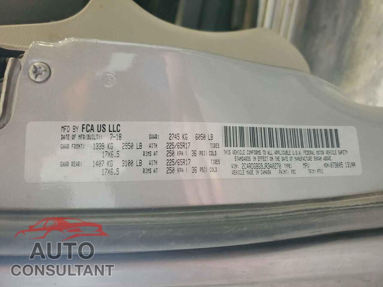 DODGE CARAVAN 2018 - 2C4RDGBG9JR340270