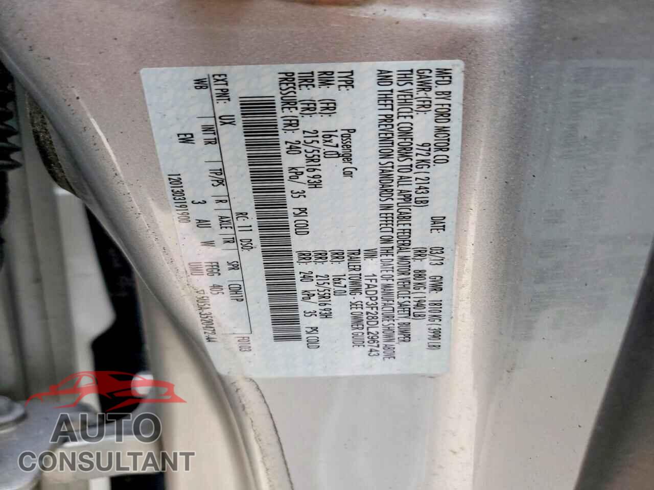 FORD FOCUS 2013 - 1FADP3F28DL296743