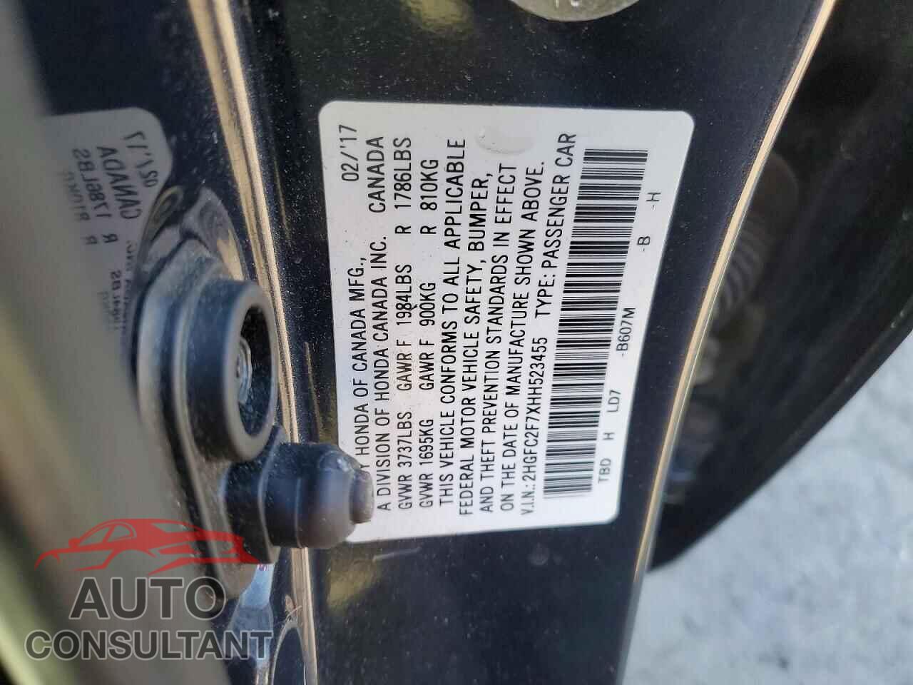 HONDA CIVIC 2017 - 2HGFC2F7XHH523455